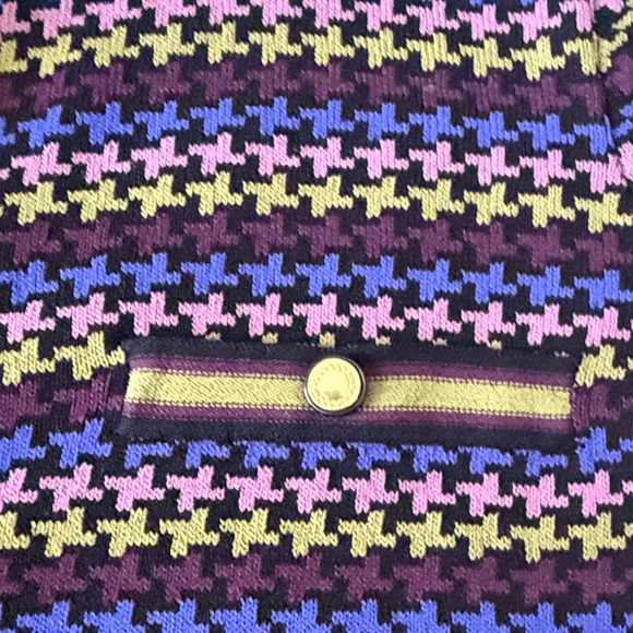 Classic Patterned Crewneck Cardigan - Purple/Black - Picture 2 of 5